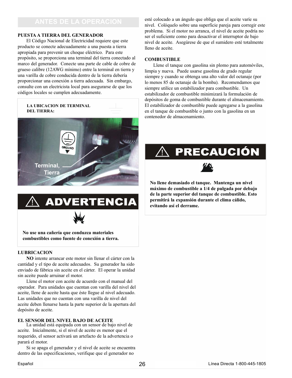 Antes de la operacion | Powermate PC0102300 User Manual | Page 26 / 36