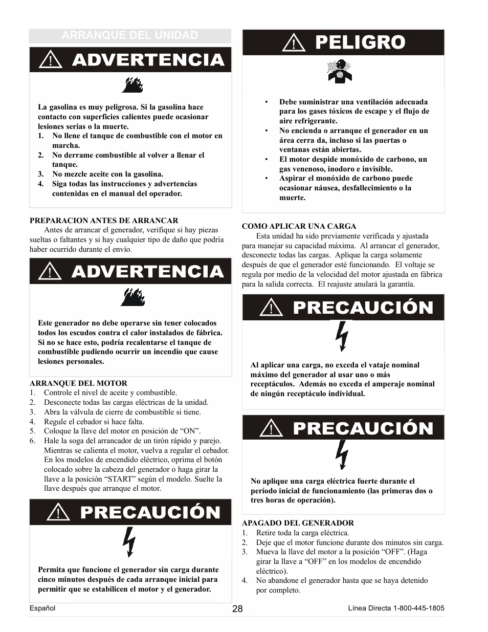 Arranque del unidad | Powermate PC0102300 User Manual | Page 28 / 36