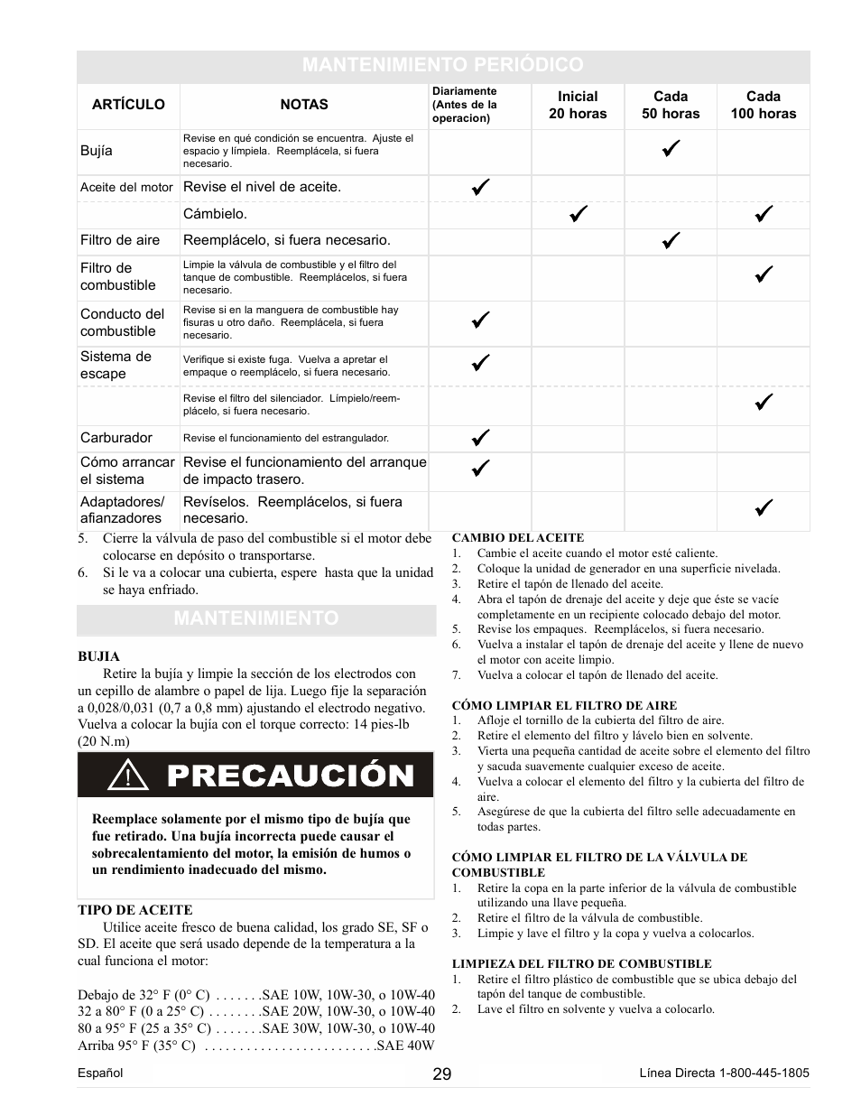 Mantenimiento, Mantenimiento periódico | Powermate PC0102300 User Manual | Page 29 / 36