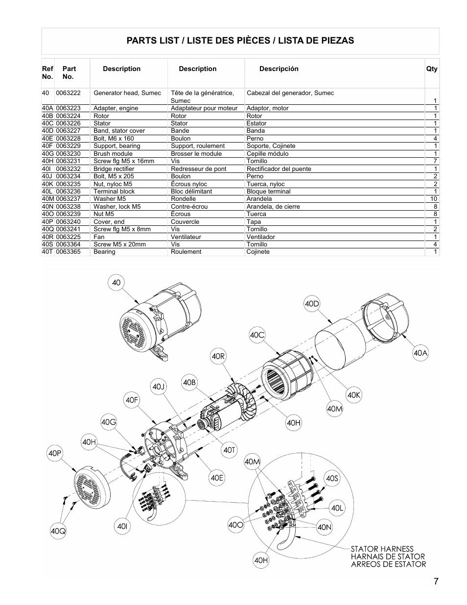 Parts list / liste des pièces / lista de piezas | Powermate PMA525302.01 User Manual | Page 7 / 8