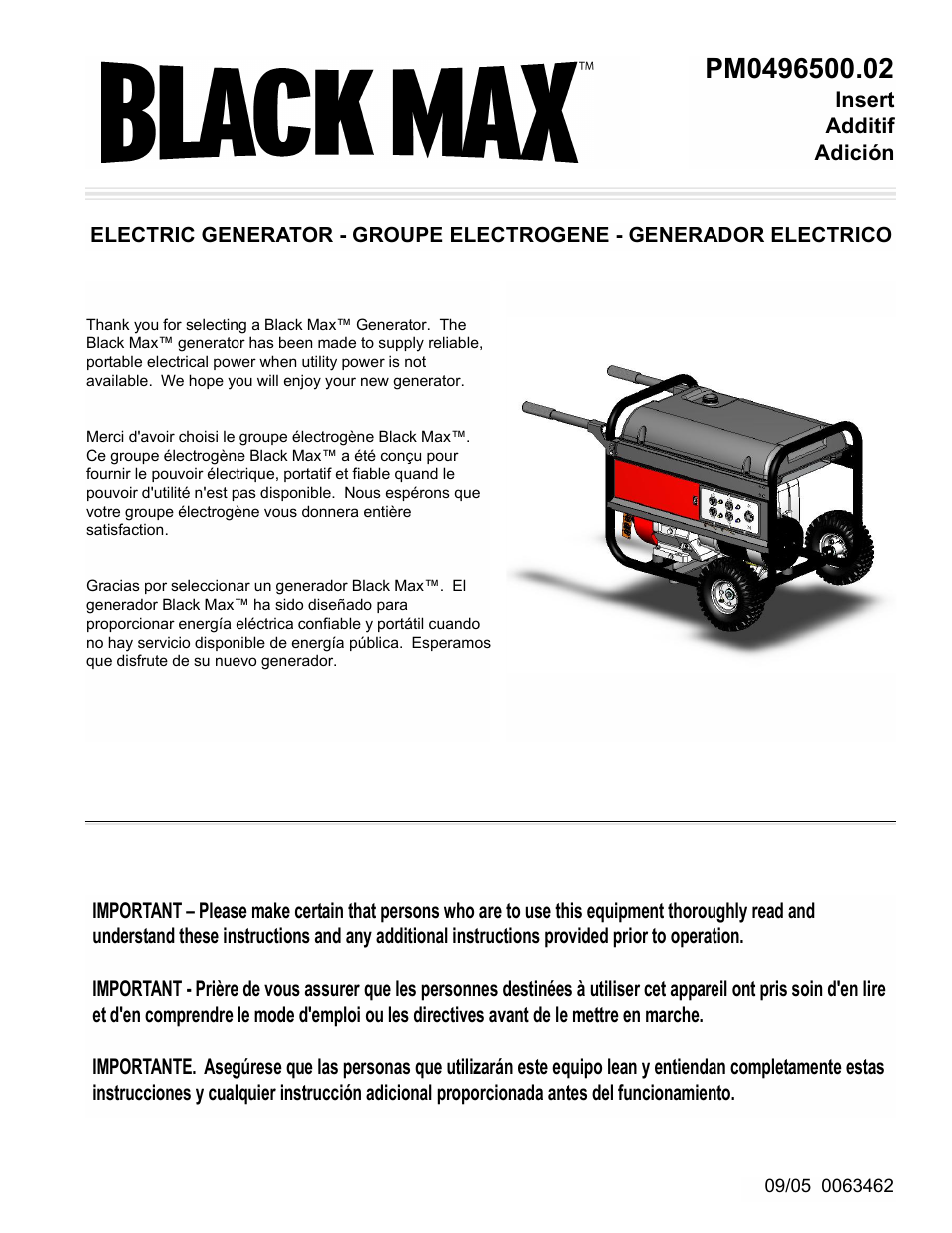 Powermate PM0496500.02 User Manual | 12 pages