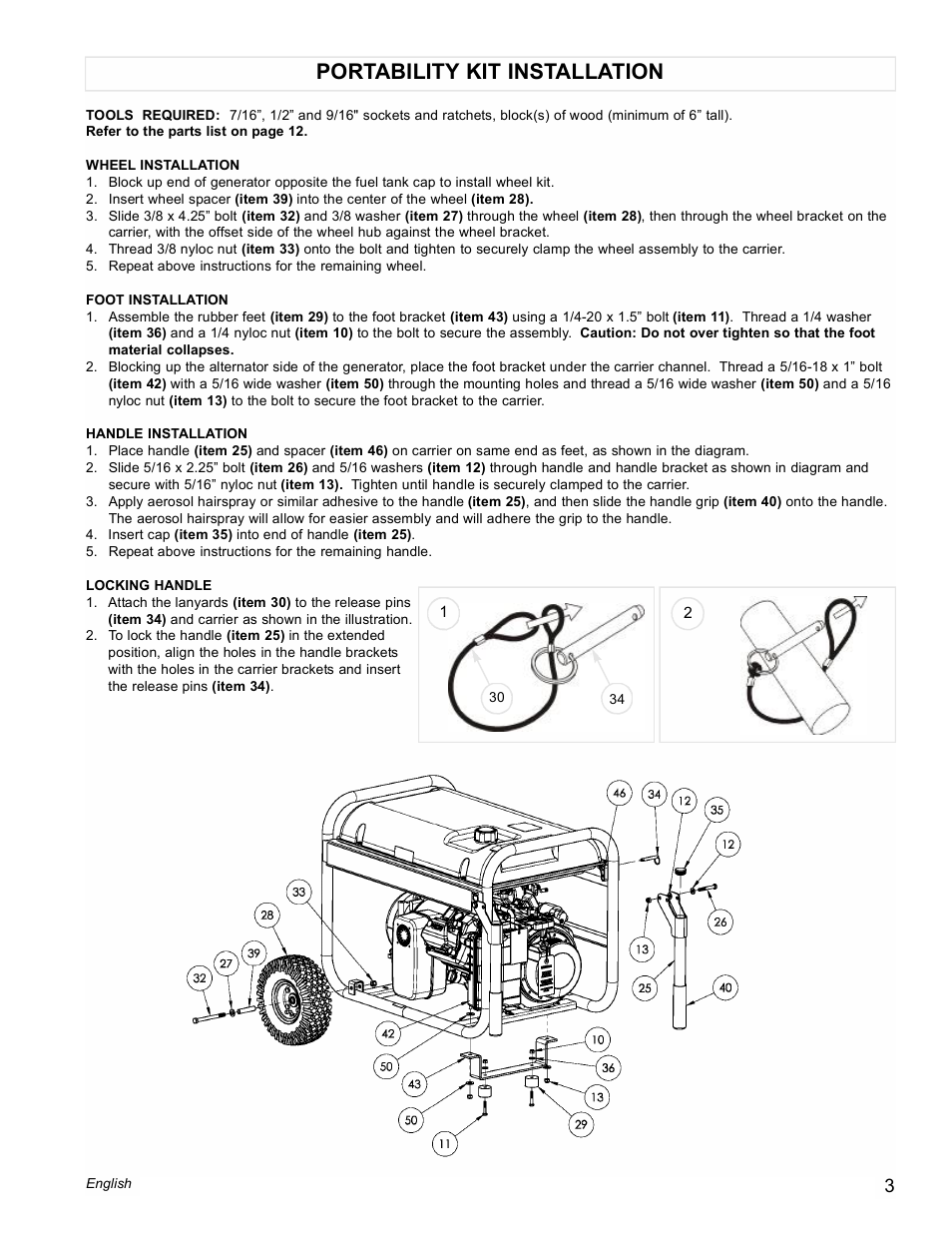 Portability kit installation | Powermate Black Max PM0676800 User Manual | Page 3 / 16