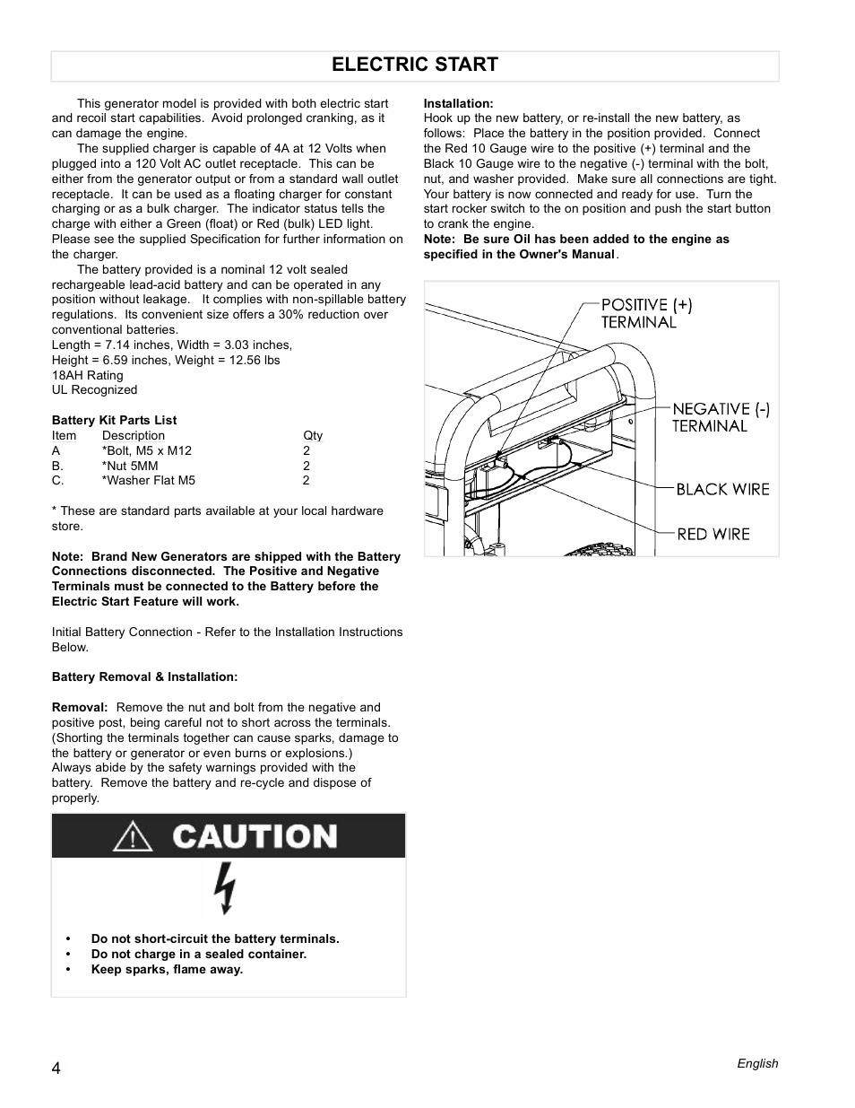 Electric start | Powermate Black Max PM0676800 User Manual | Page 4 / 16