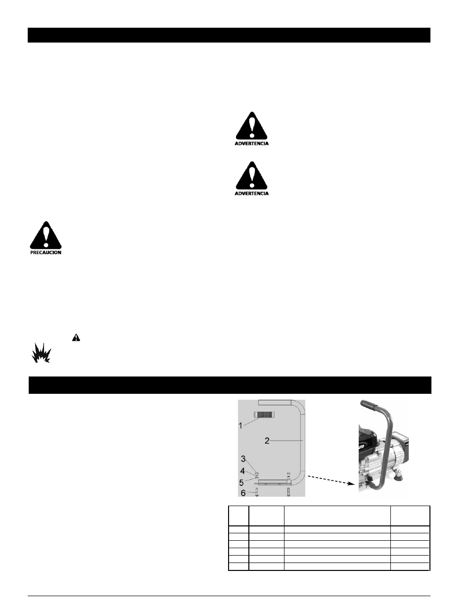 Instalación de la manija, Caracteristicas del generador | Powermate PM0103002 User Manual | Page 26 / 36