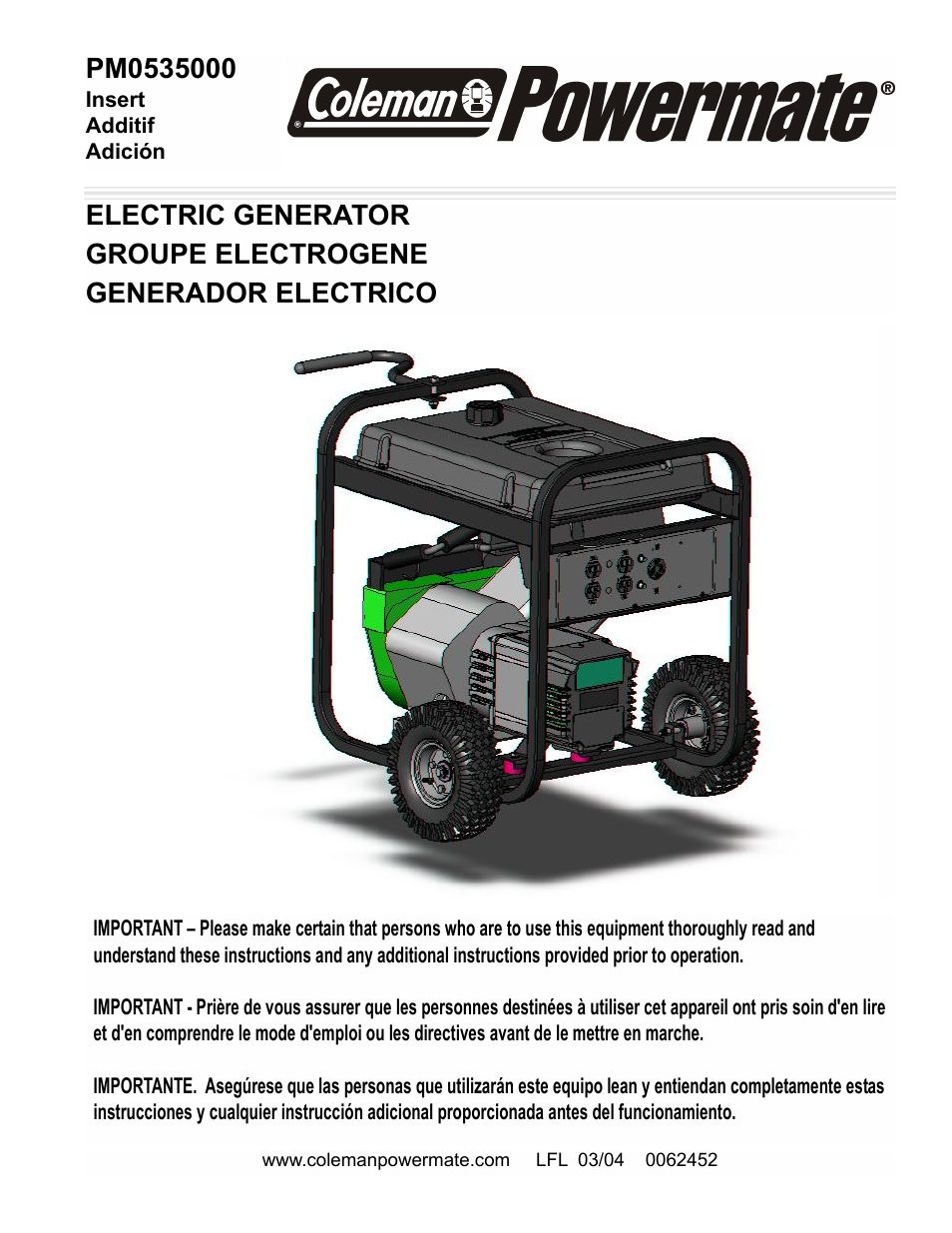 Powermate PM0535000 User Manual | 12 pages