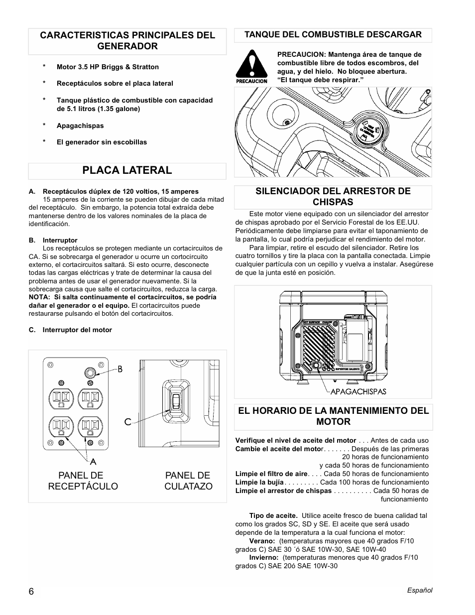 Placa lateral | Powermate Black Max PM0401858 User Manual | Page 6 / 12