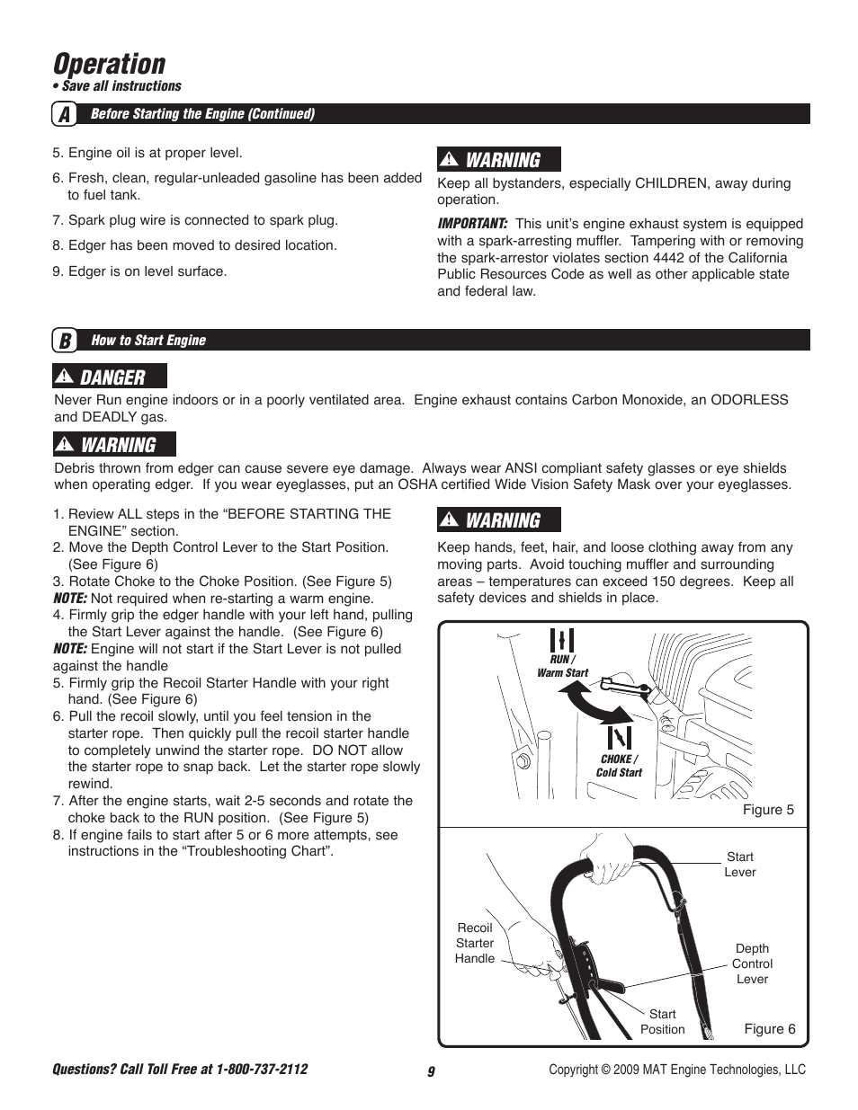 Operation, Warning, Danger warning | Powermate P-WLE-0799-F2N User Manual | Page 10 / 43