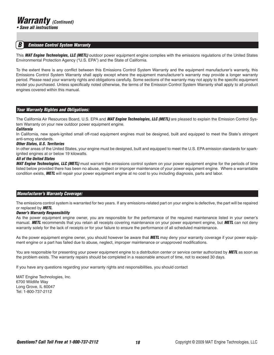 Warranty | Powermate P-WLE-0799-F2N User Manual | Page 19 / 43