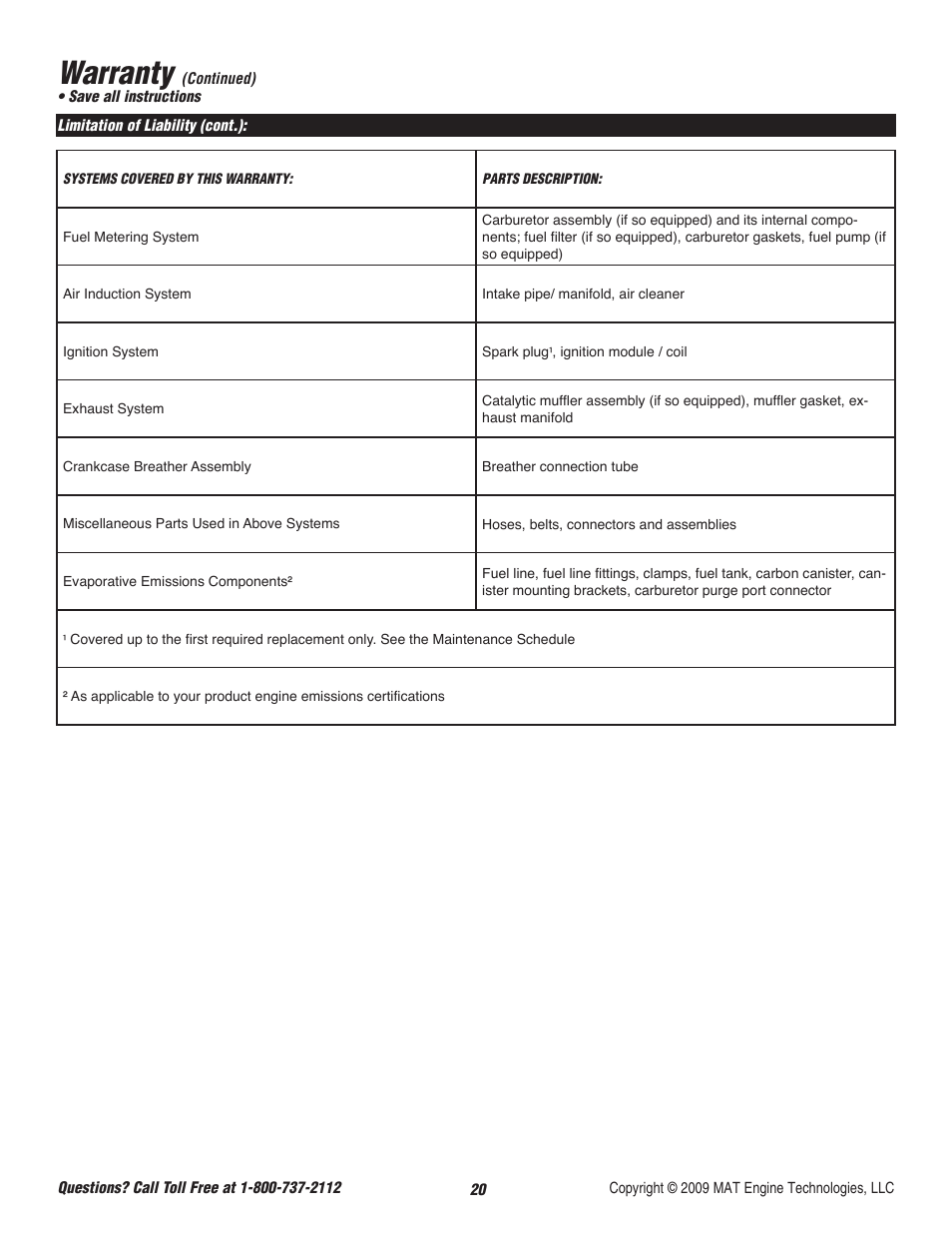 Warranty | Powermate P-WLE-0799-F2N User Manual | Page 21 / 43