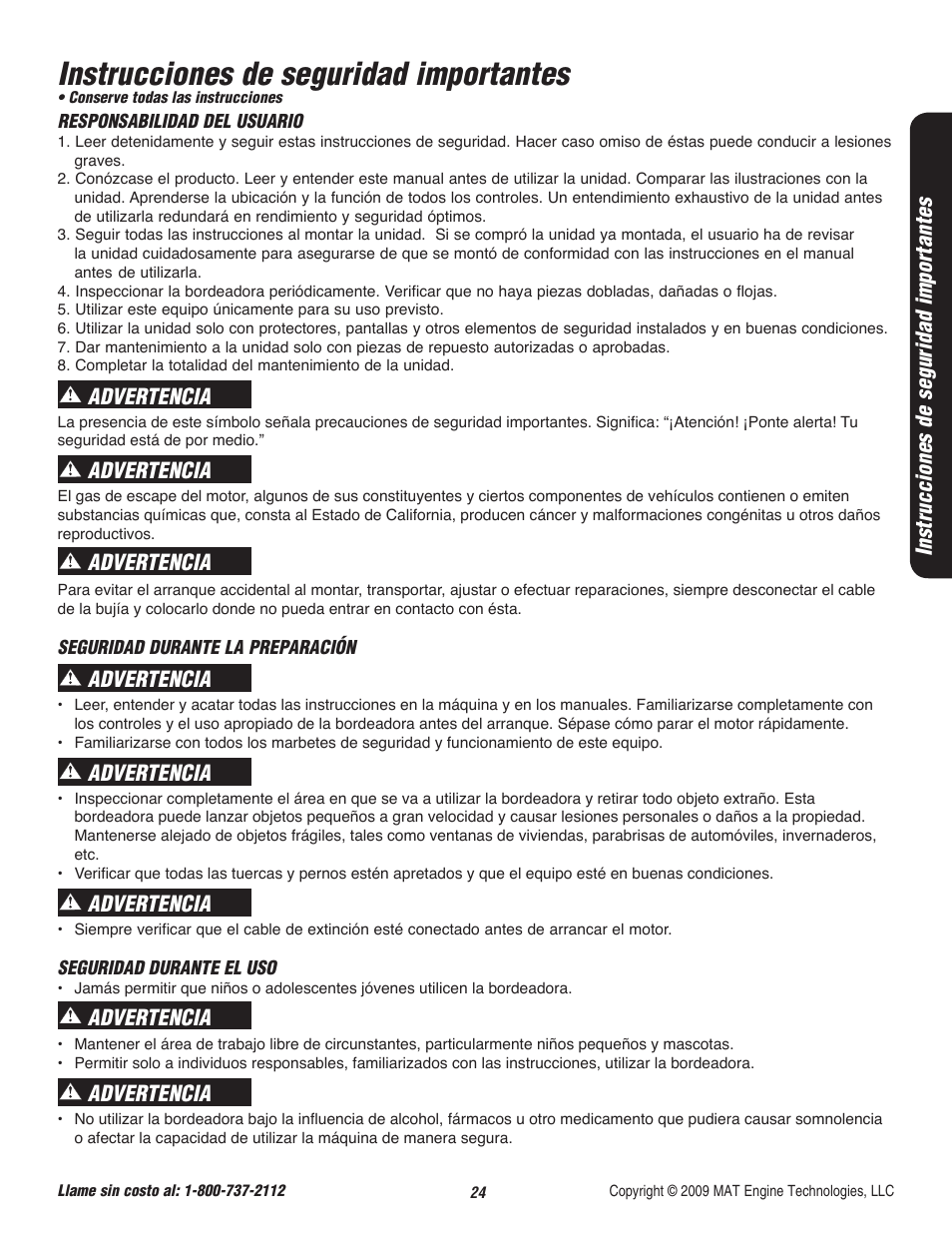 Instrucciones de seguridad importantes, Advertencia | Powermate P-WLE-0799-F2N User Manual | Page 25 / 43