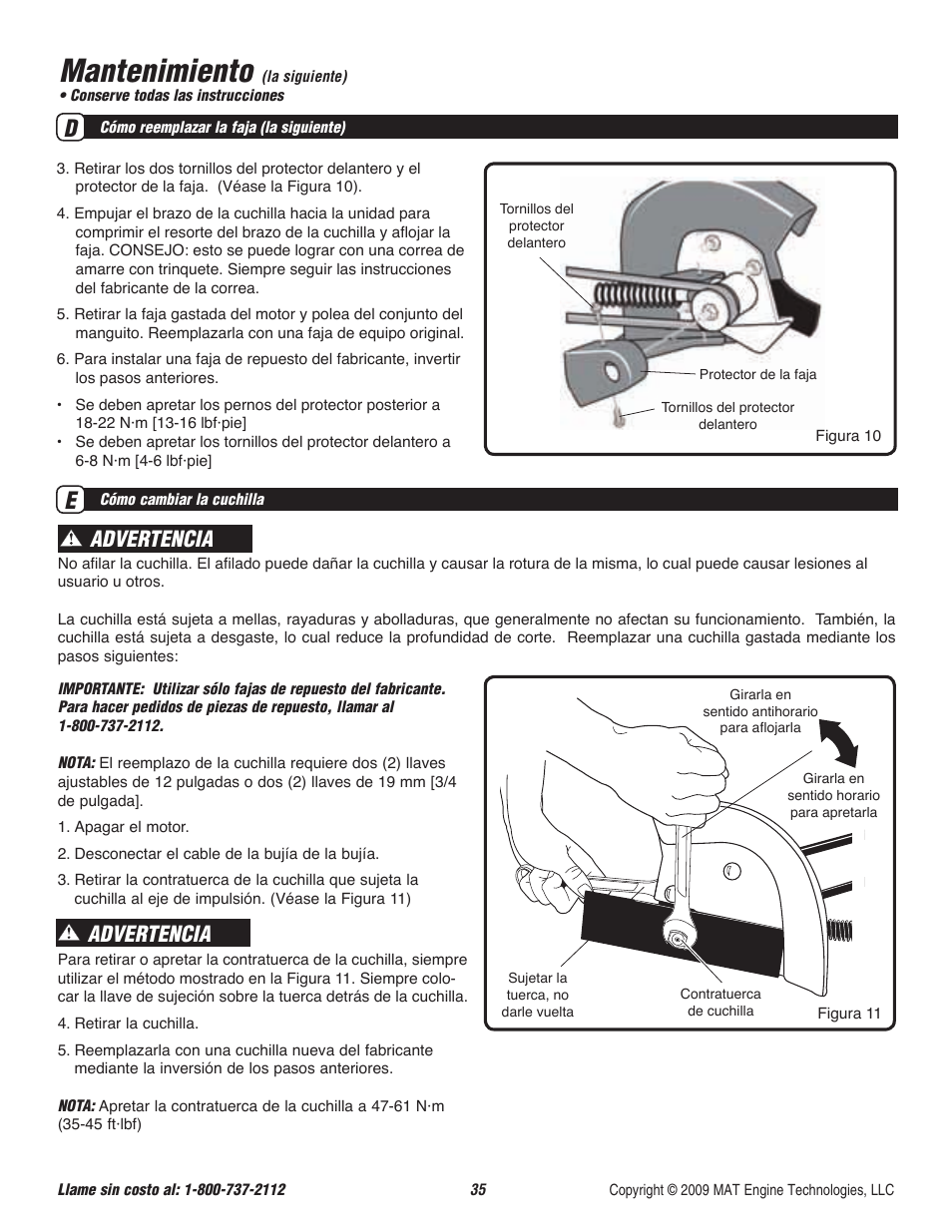 Mantenimiento, Advertencia | Powermate P-WLE-0799-F2N User Manual | Page 36 / 43
