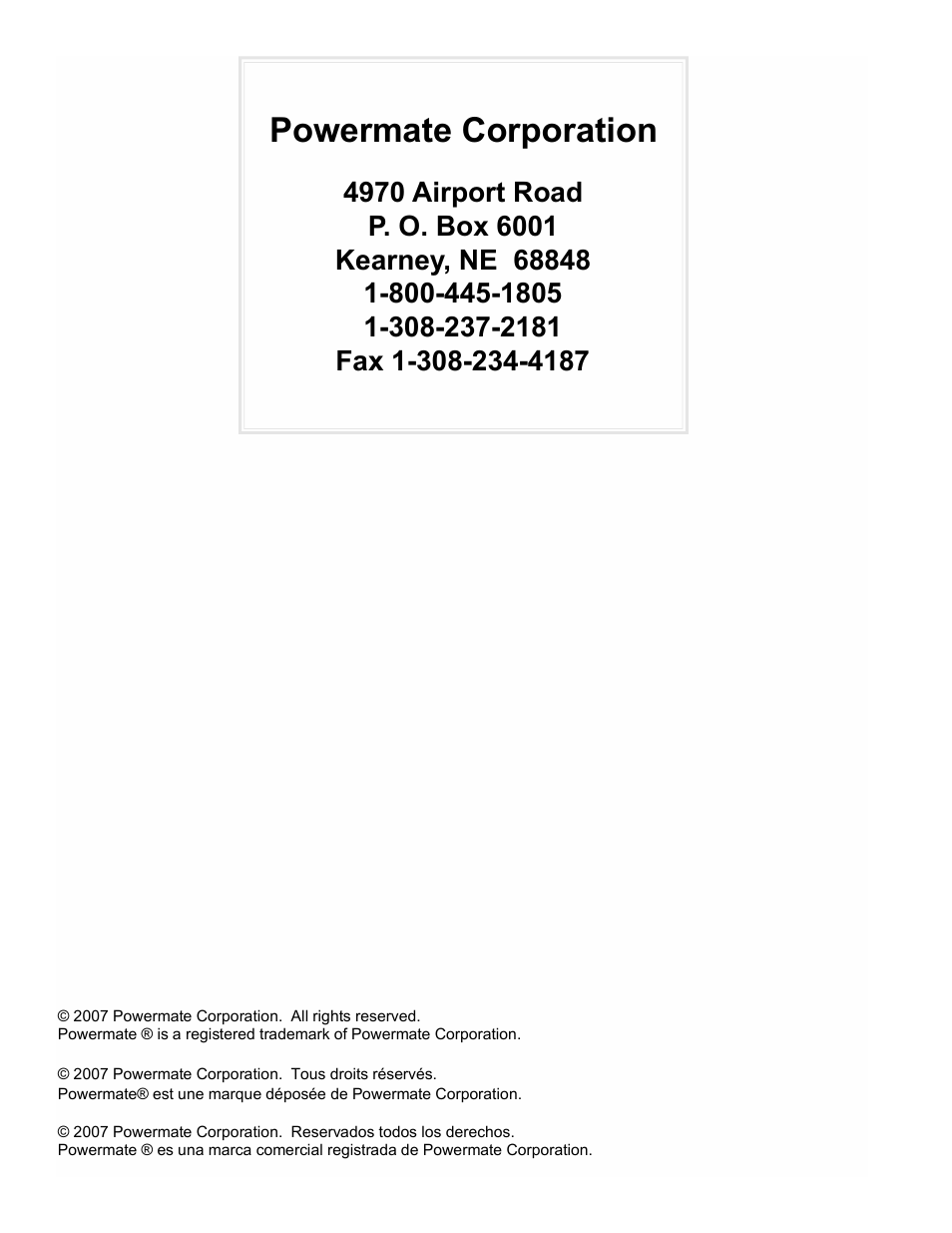 Powermate corporation | Powermate PM0601250 User Manual | Page 20 / 20