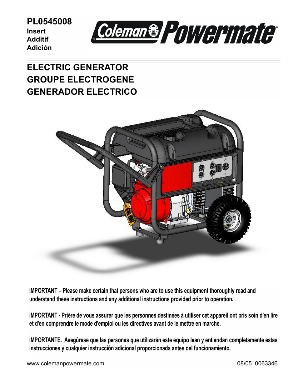 Powermate PL0545008 User Manual | 12 pages