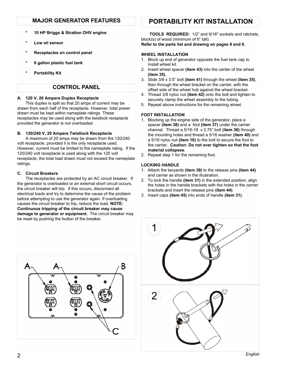 Portability kit installation | Powermate PM0545007.01 User Manual | Page 2 / 12