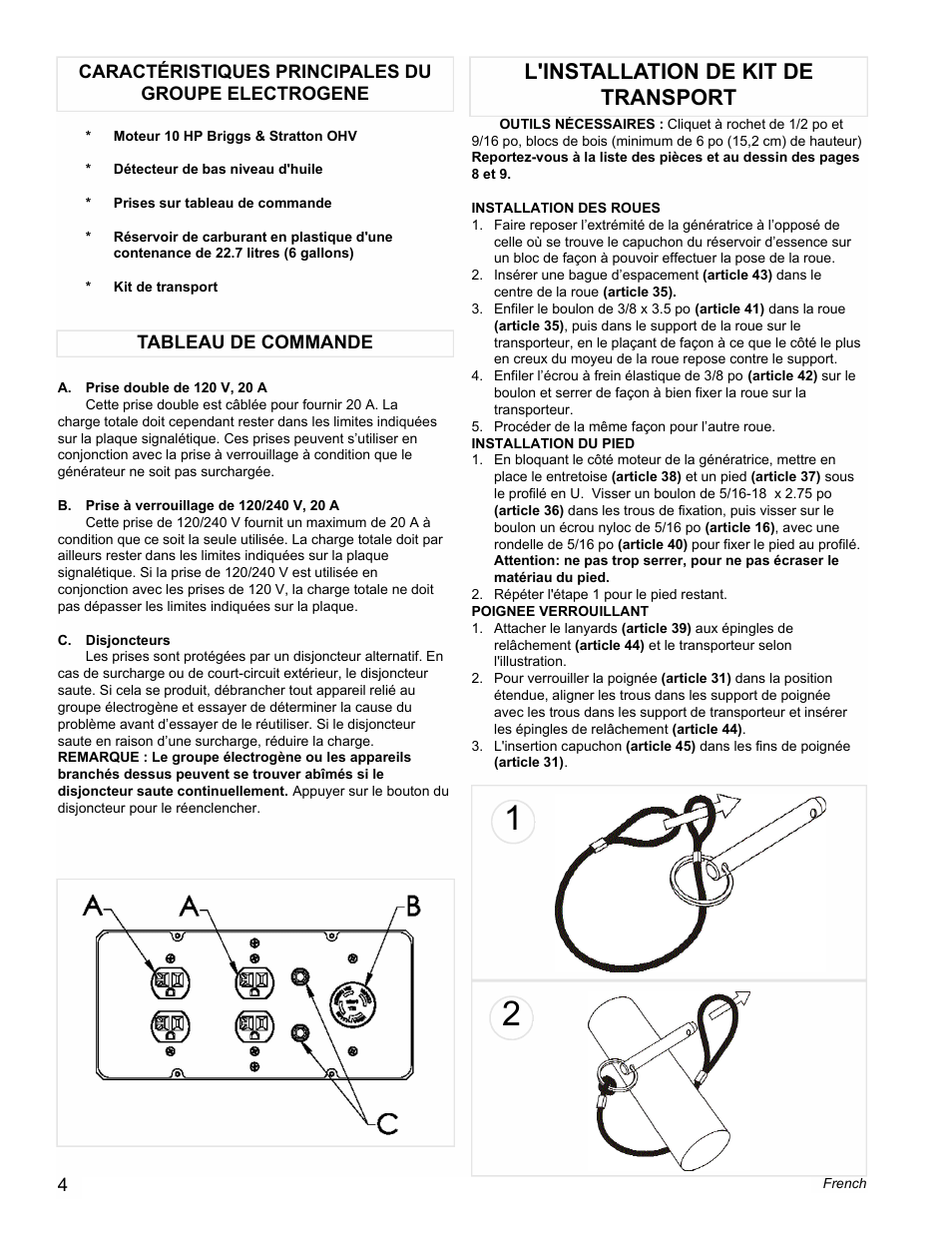 L'installation de kit de transport | Powermate PM0545007.01 User Manual | Page 4 / 12