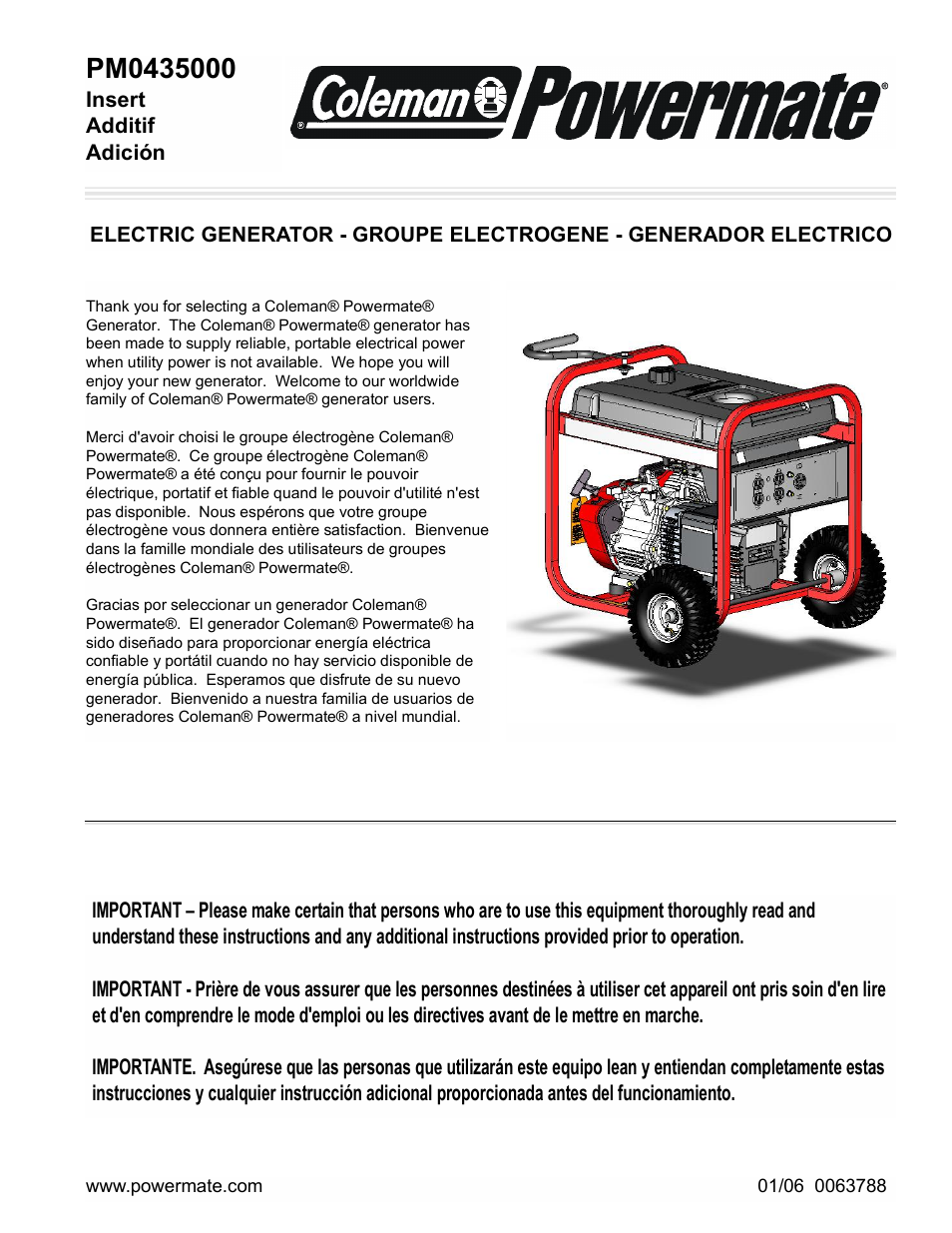 Powermate PM0435000 User Manual | 12 pages