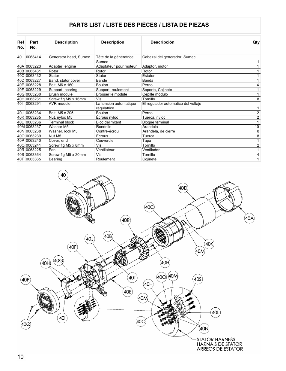 Parts list / liste des pièces / lista de piezas | Powermate PM0525303.02 User Manual | Page 10 / 12