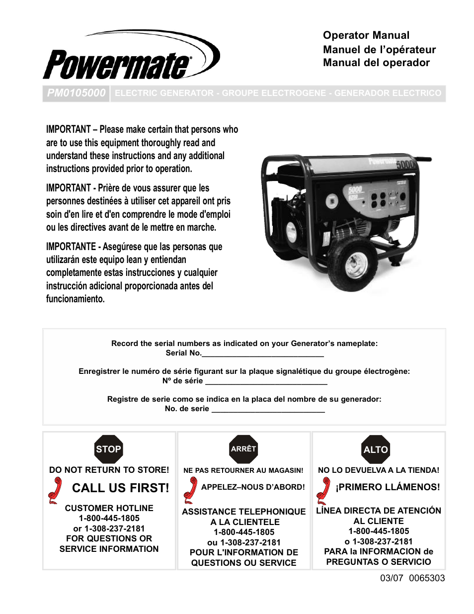 Powermate PM0105000 User Manual | 40 pages