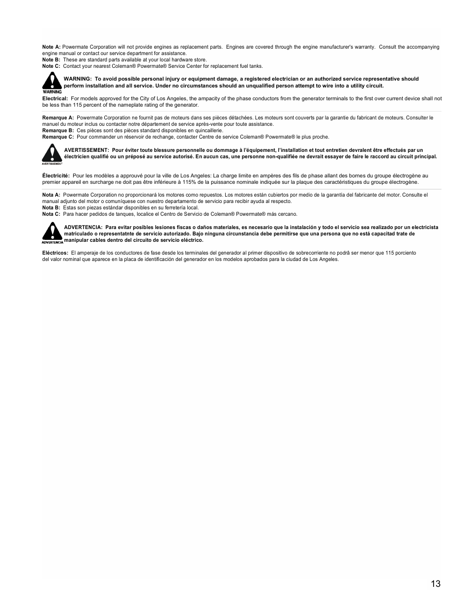 Powermate PMC401856 User Manual | Page 13 / 16