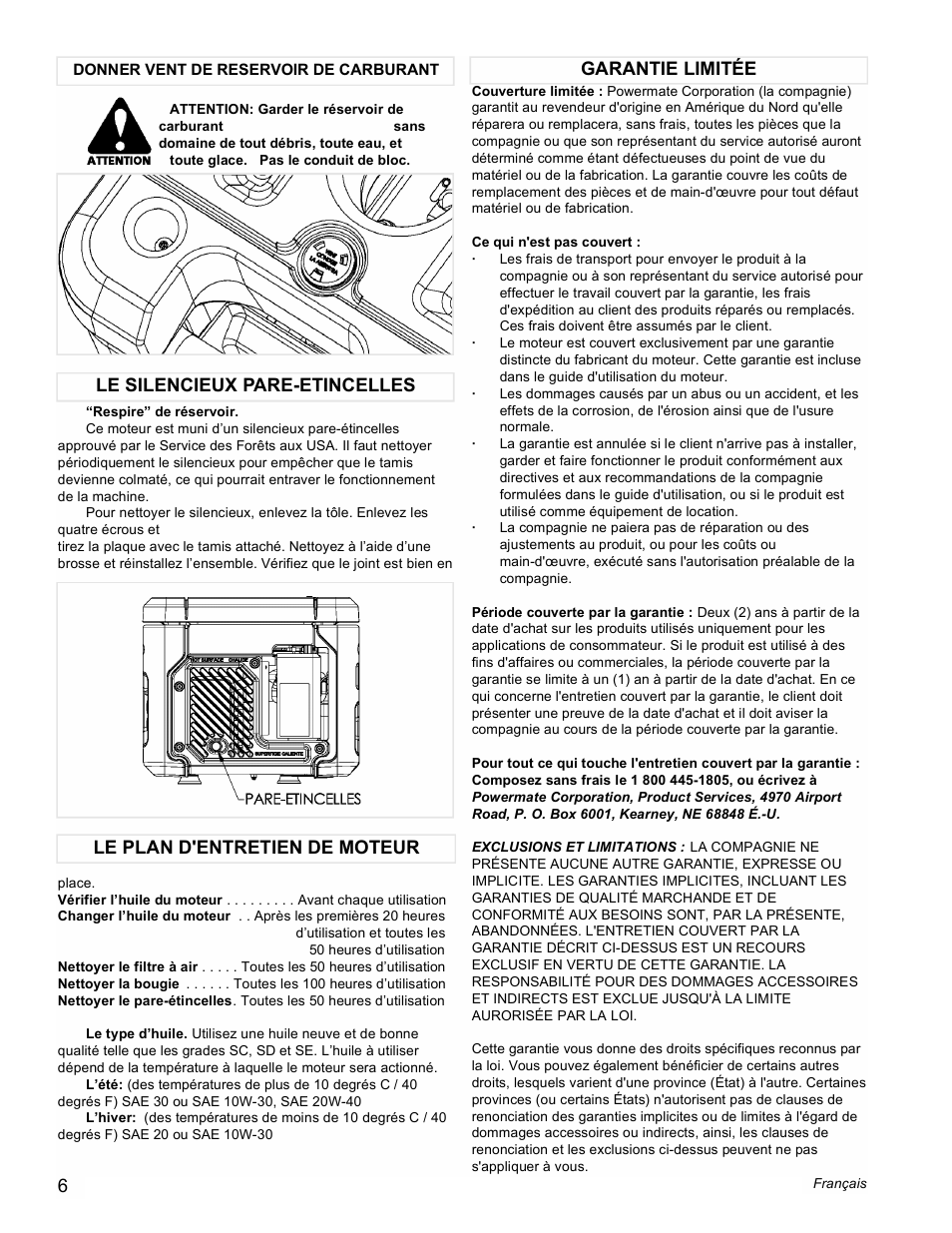 Garantie limitée | Powermate PMC401856 User Manual | Page 6 / 16