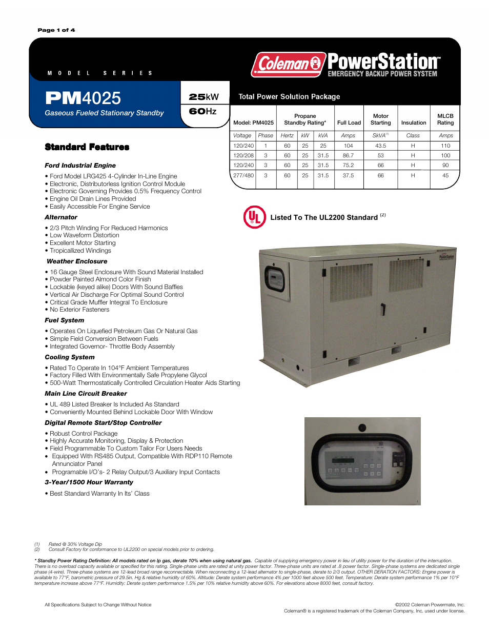 Powermate PM4025 User Manual | 4 pages
