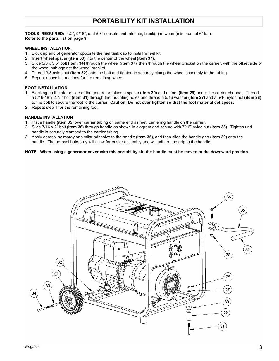 Portability kit installation | Powermate PM0525303.01 User Manual | Page 3 / 12