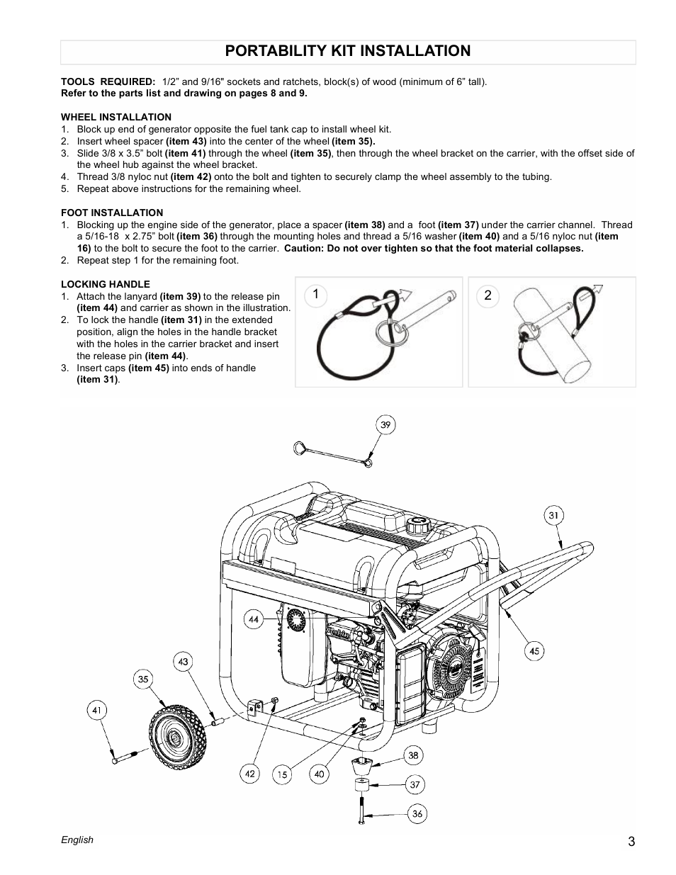 Portability kit installation | Powermate PMC435003 User Manual | Page 3 / 12