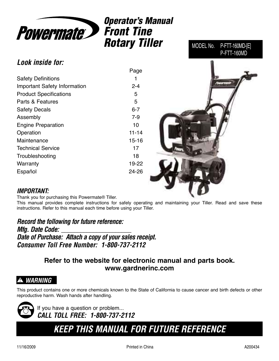 Powermate P-FTT-160MD User Manual | 48 pages