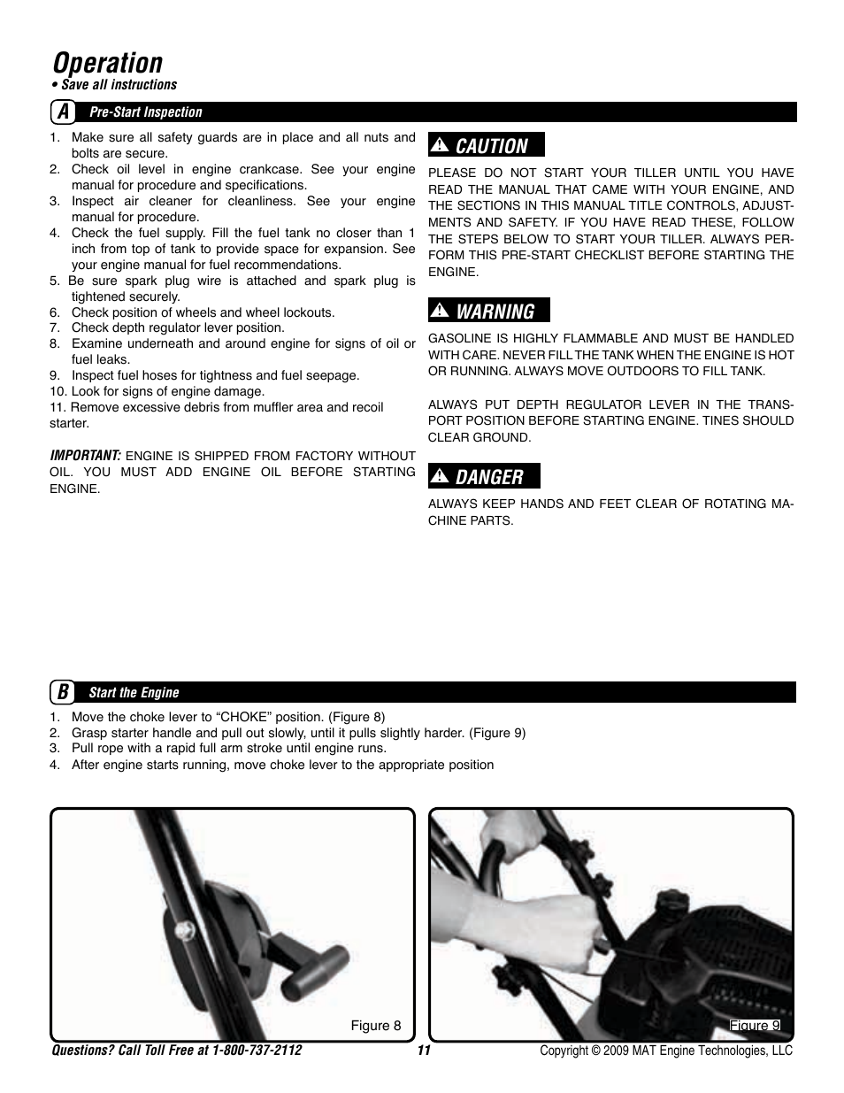 Operation, Caution, Warning | Danger | Powermate P-FTT-160MD User Manual | Page 12 / 48