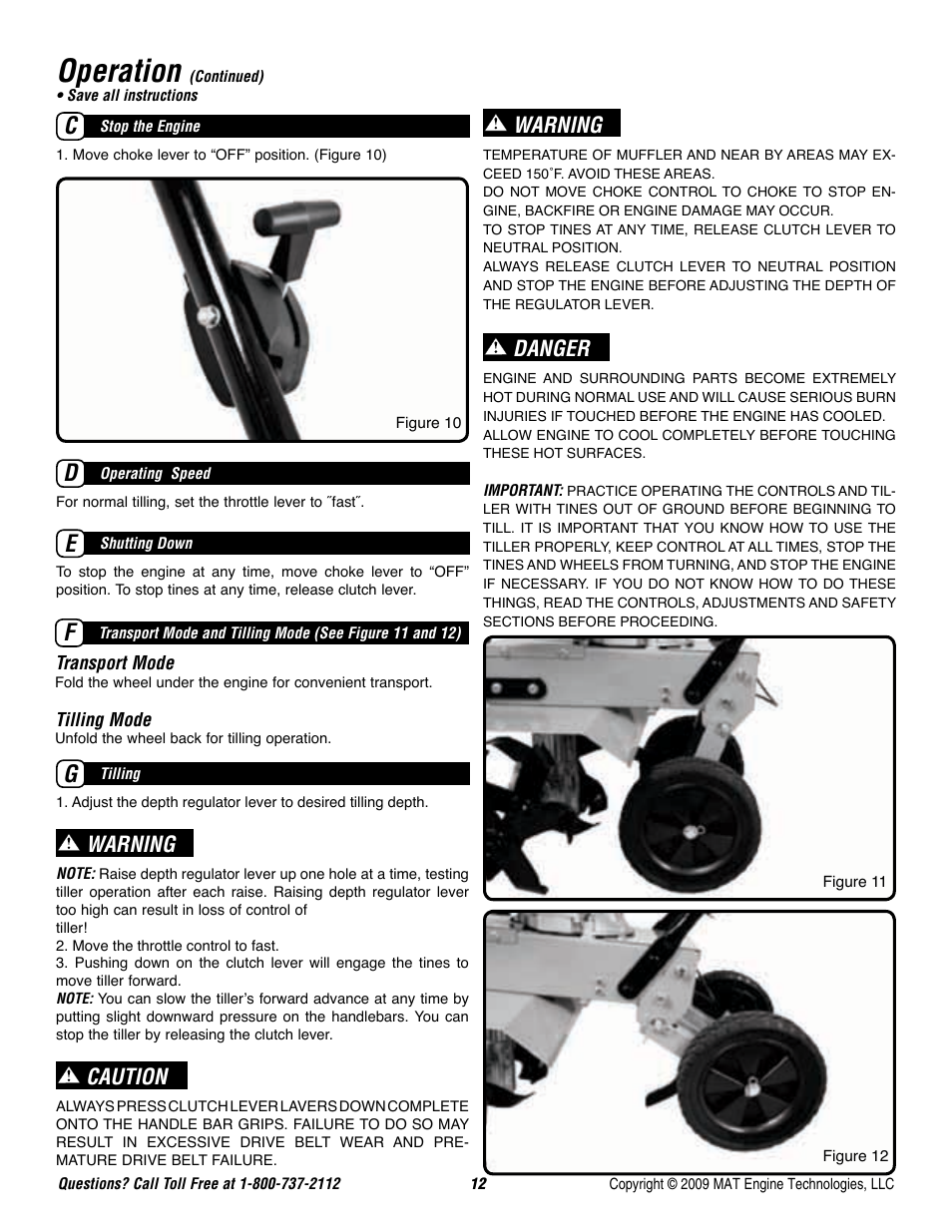 Operation, Warning, Caution | Danger | Powermate P-FTT-160MD User Manual | Page 13 / 48