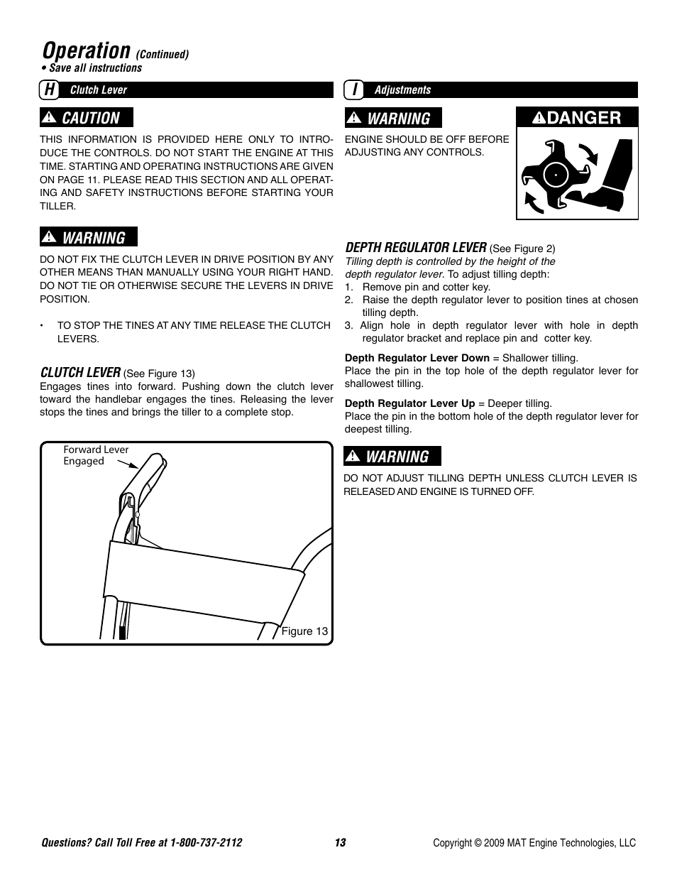 Operation, Warning, Caution | Powermate P-FTT-160MD User Manual | Page 14 / 48