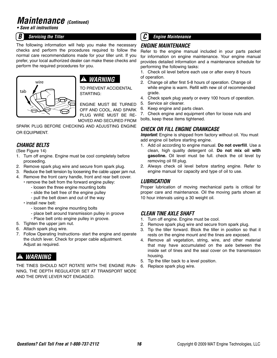Maintenance, Warning | Powermate P-FTT-160MD User Manual | Page 17 / 48