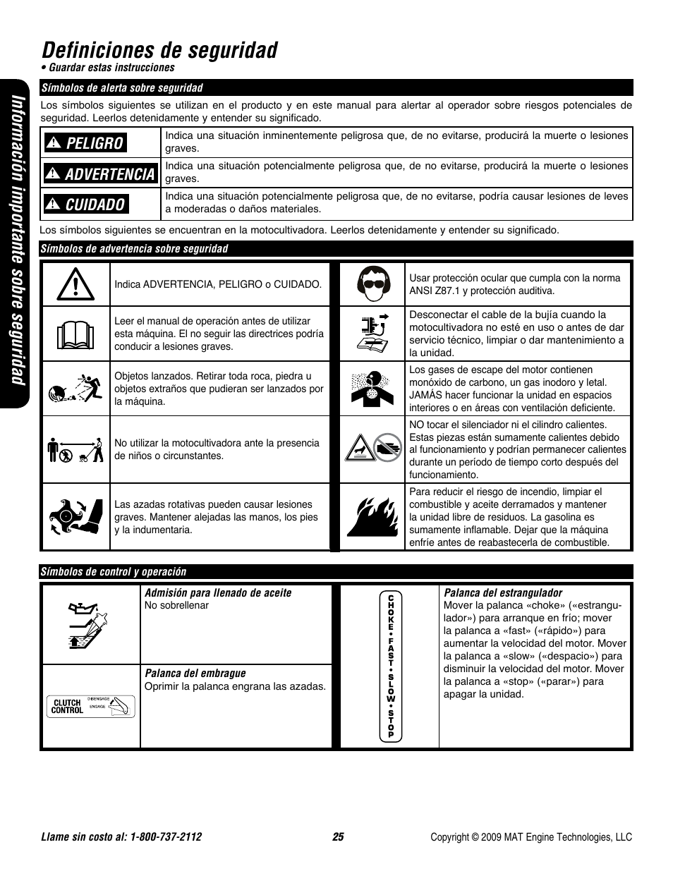 Definiciones de seguridad, Información importante sobre seguridad, Peligro cuidado advertencia | Powermate P-FTT-160MD User Manual | Page 26 / 48