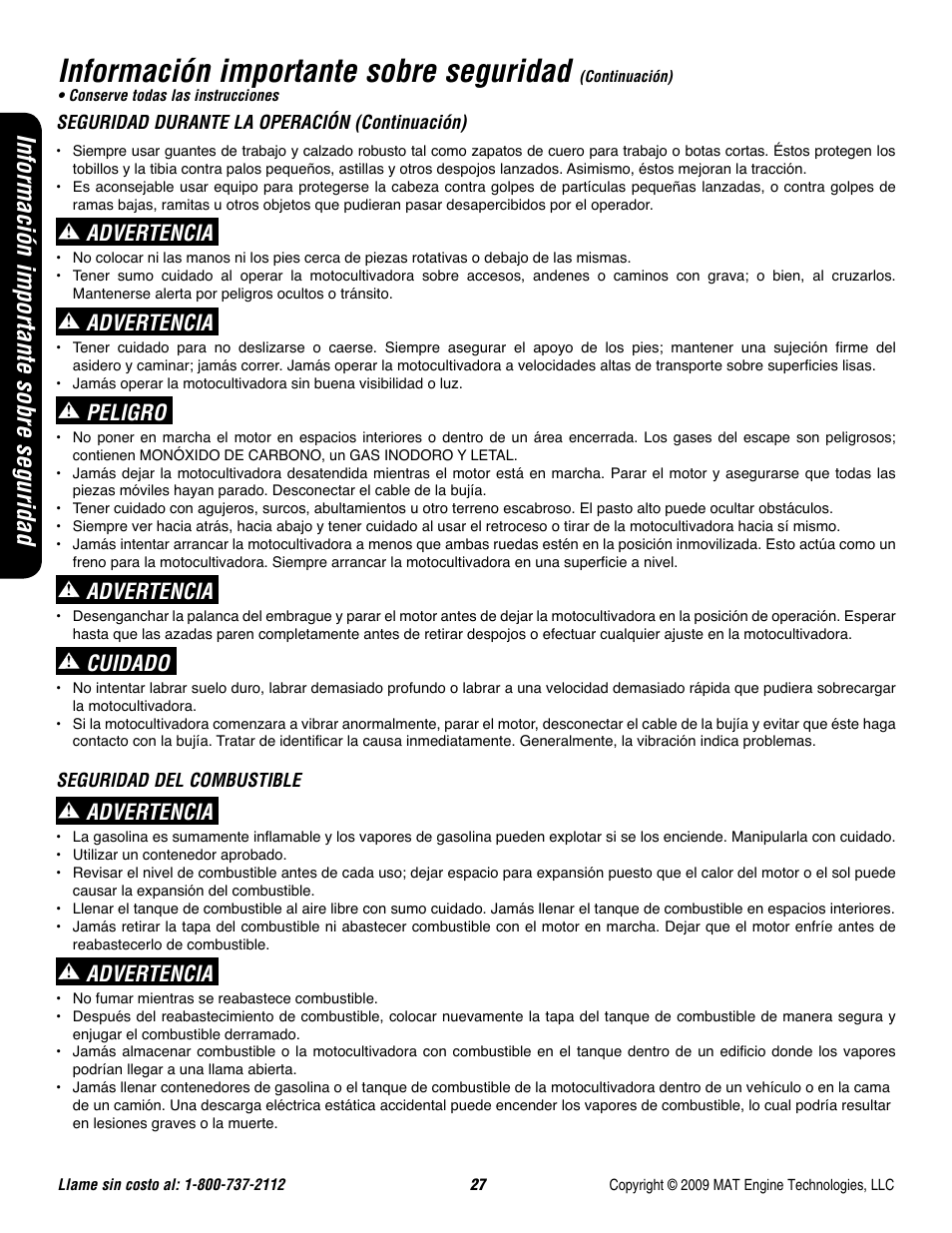 Información importante sobre seguridad, Advertencia, Peligro | Cuidado | Powermate P-FTT-160MD User Manual | Page 28 / 48