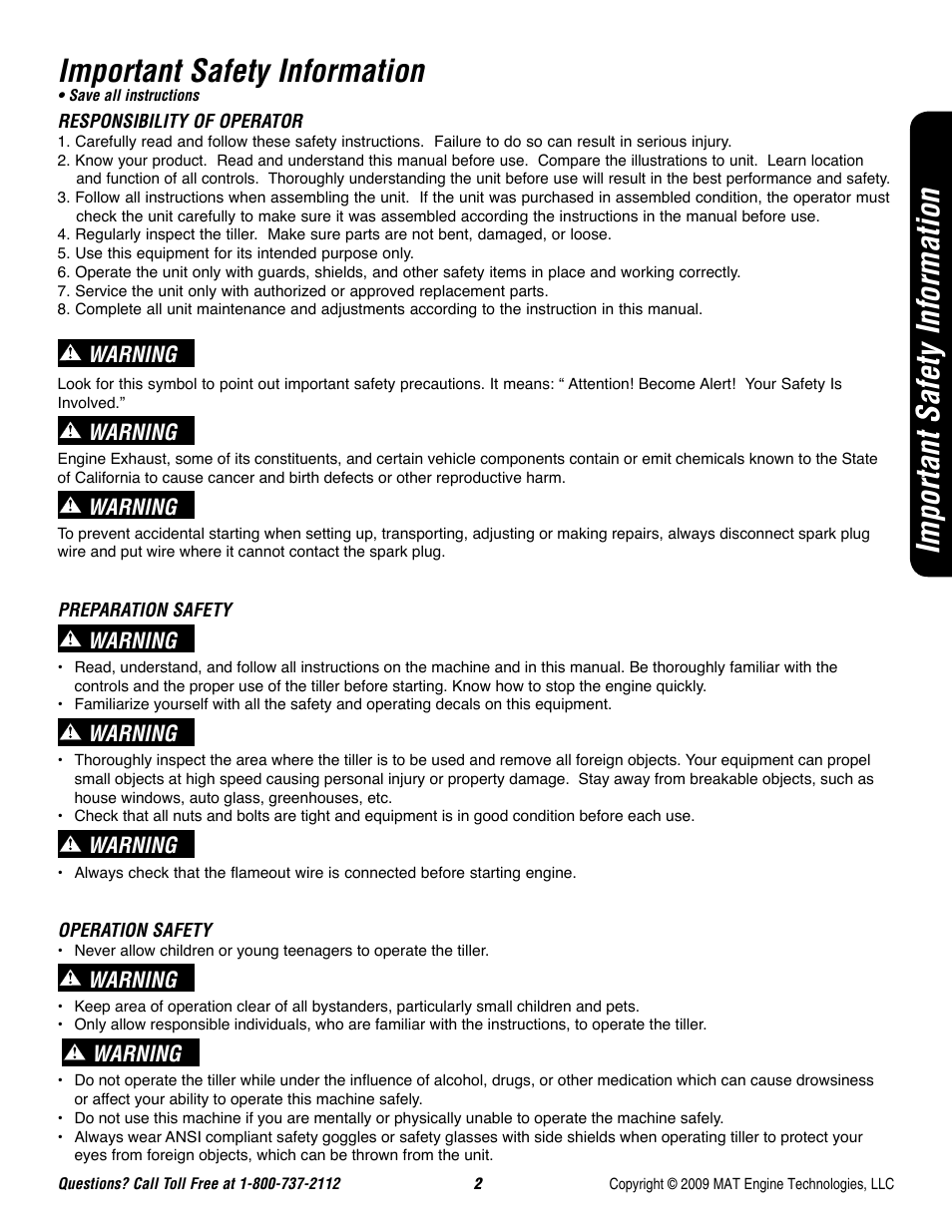 Important safety information, Warning | Powermate P-FTT-160MD User Manual | Page 3 / 48