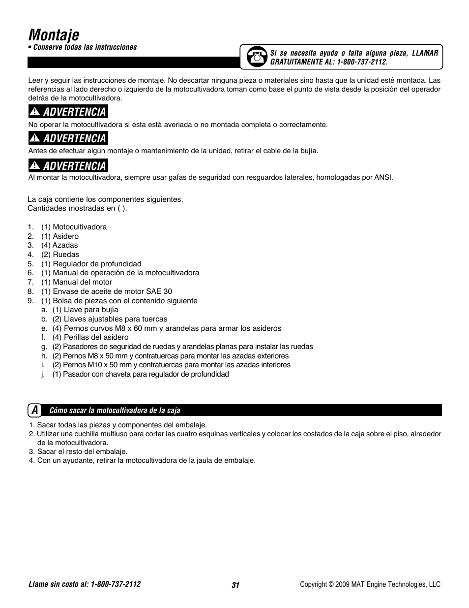 Montaje, Advertencia | Powermate P-FTT-160MD User Manual | Page 32 / 48