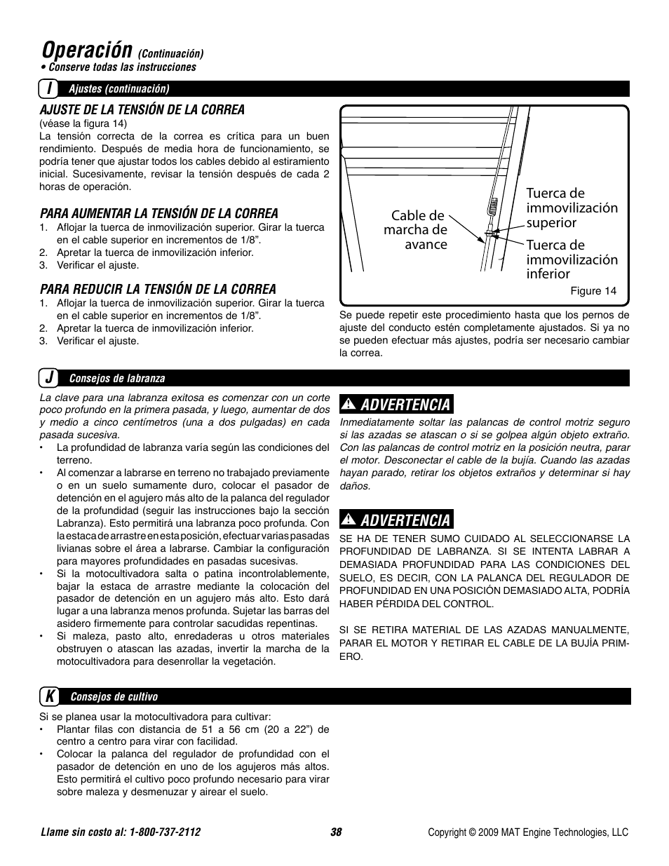 Operación, Advertencia | Powermate P-FTT-160MD User Manual | Page 39 / 48