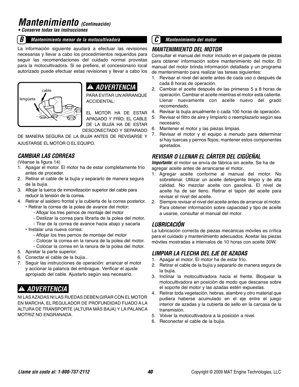 Mantenimiento, Advertencia | Powermate P-FTT-160MD User Manual | Page 41 / 48