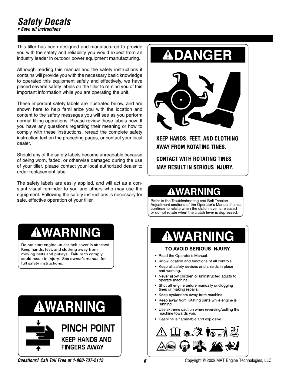 Safety decals | Powermate P-FTT-160MD User Manual | Page 7 / 48