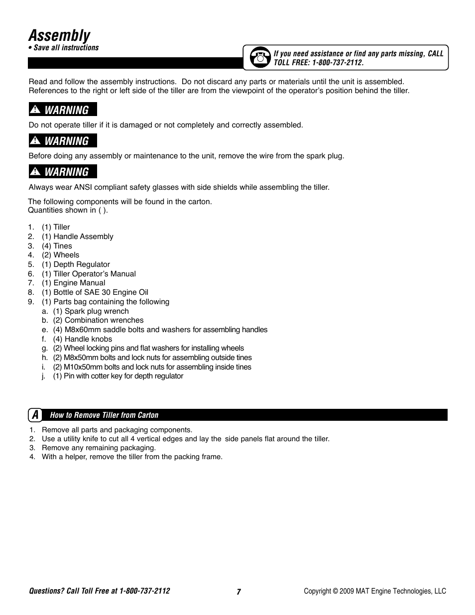Assembly, Warning | Powermate P-FTT-160MD User Manual | Page 8 / 48