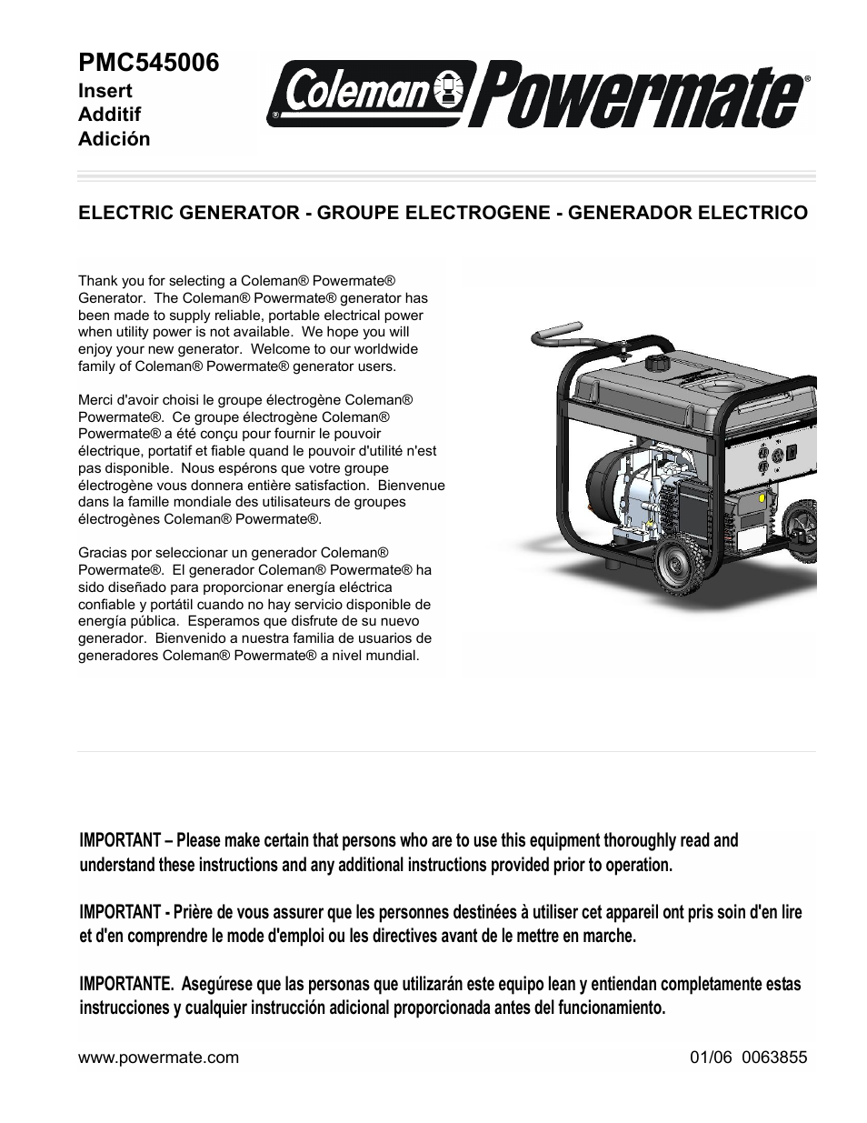 Powermate PMC545006 User Manual | 12 pages