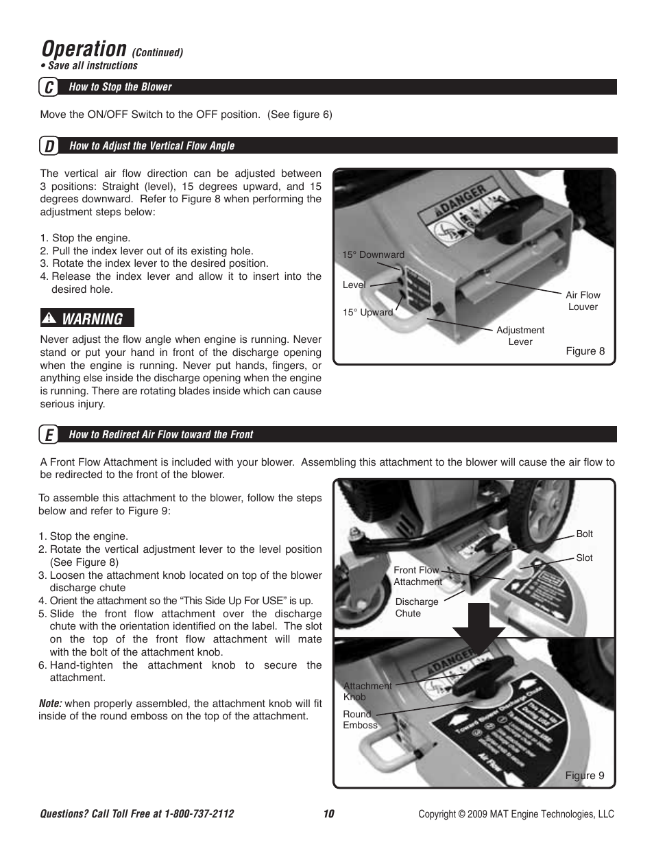 Operation, Warning | Powermate CYCLONE P-WB-163150-[E] User Manual | Page 11 / 44