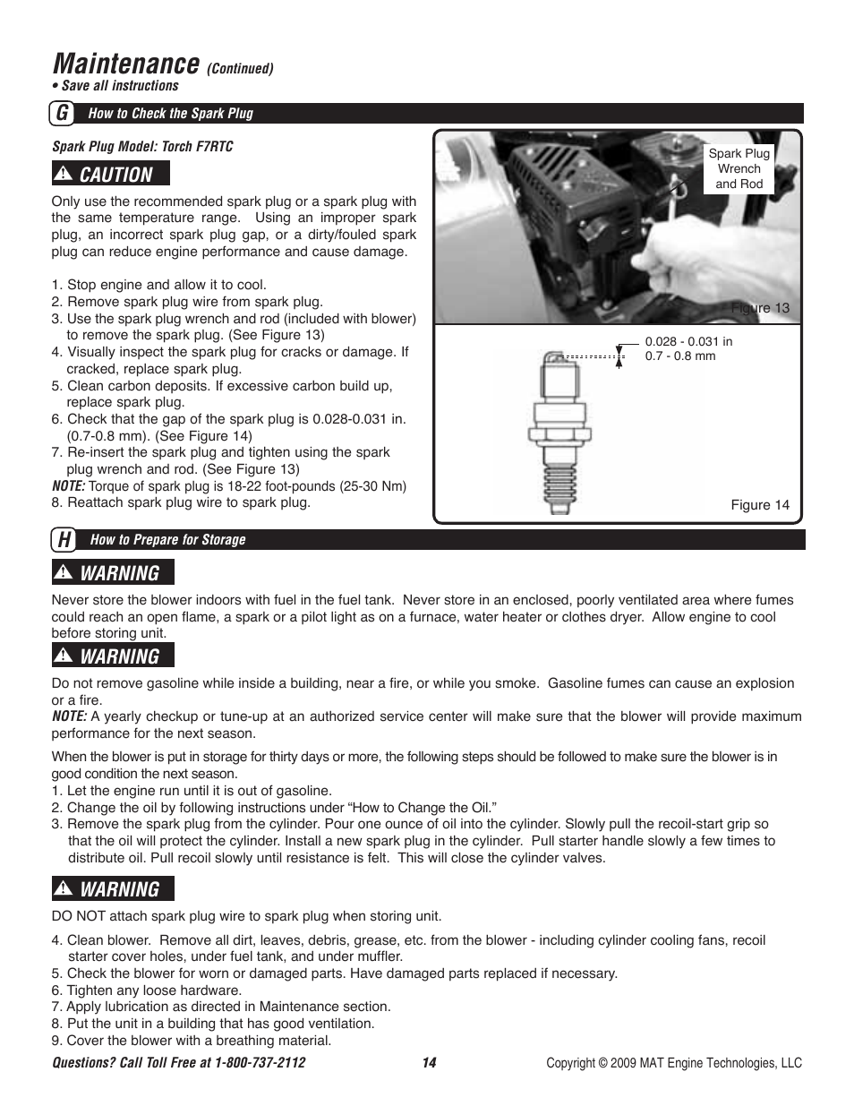 Maintenance, Caution, Warning | Powermate CYCLONE P-WB-163150-[E] User Manual | Page 15 / 44