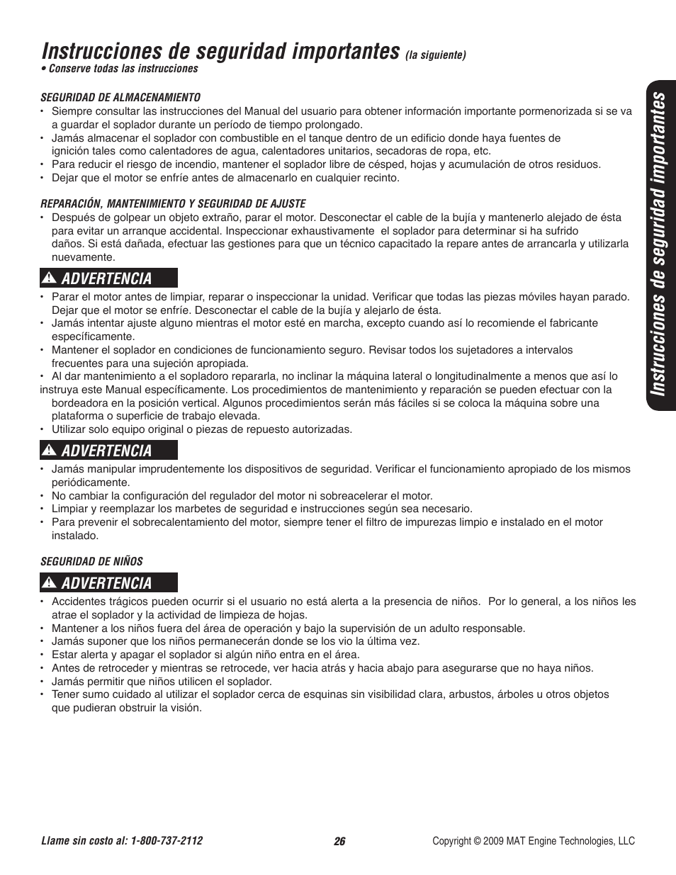 Instrucciones de seguridad importantes, Advertencia | Powermate CYCLONE P-WB-163150-[E] User Manual | Page 27 / 44
