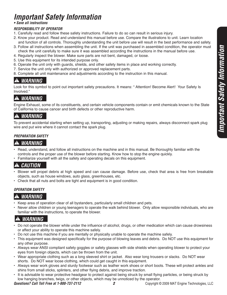 Important safety information, Warning, Caution | Powermate CYCLONE P-WB-163150-[E] User Manual | Page 3 / 44