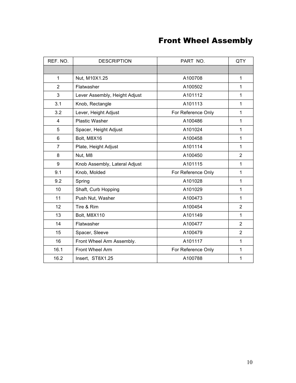 Front wheel assembly | Powermate P-WLE-1639-[E] User Manual | Page 11 / 35