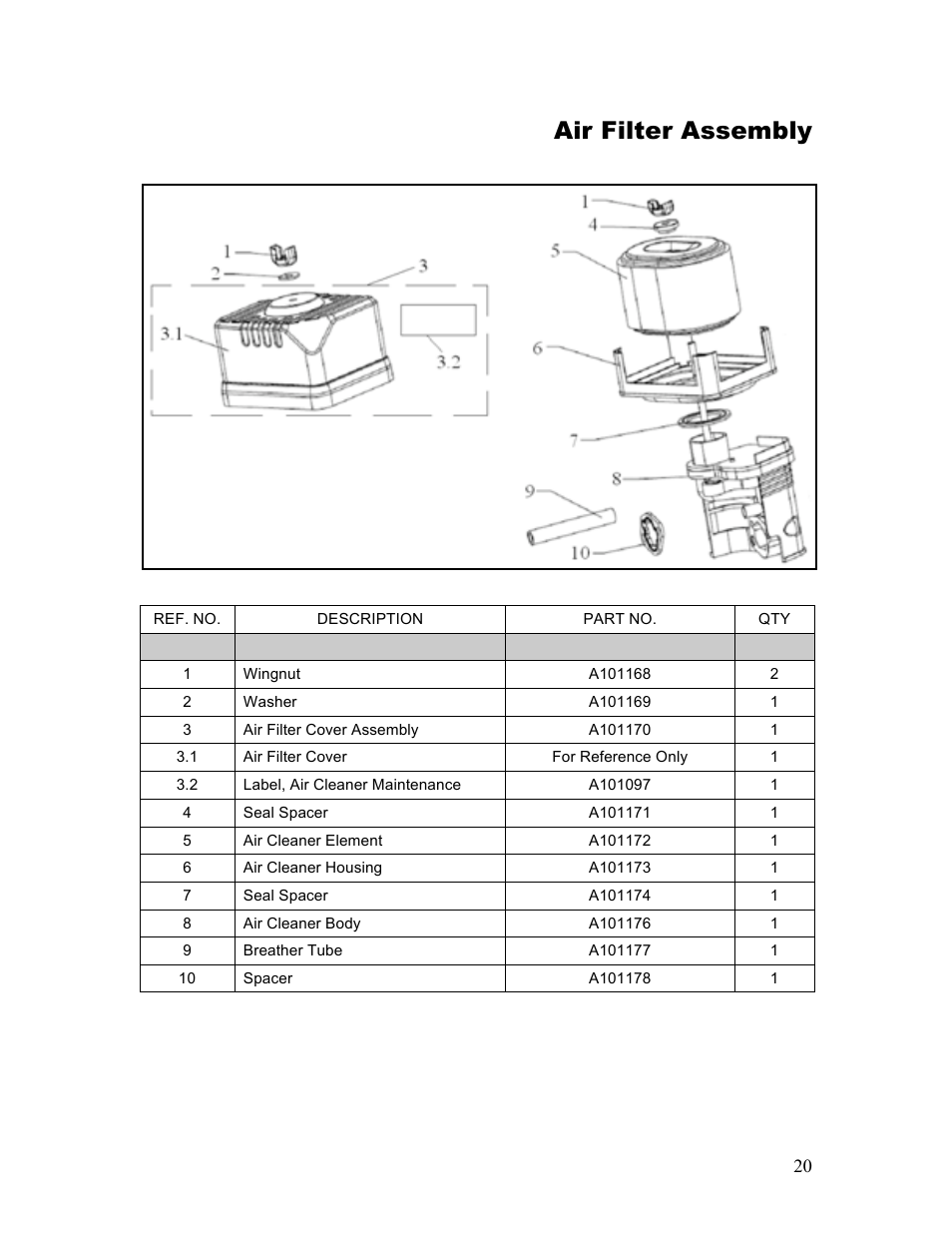 Air filter assembly | Powermate P-WLE-1639-[E] User Manual | Page 21 / 35