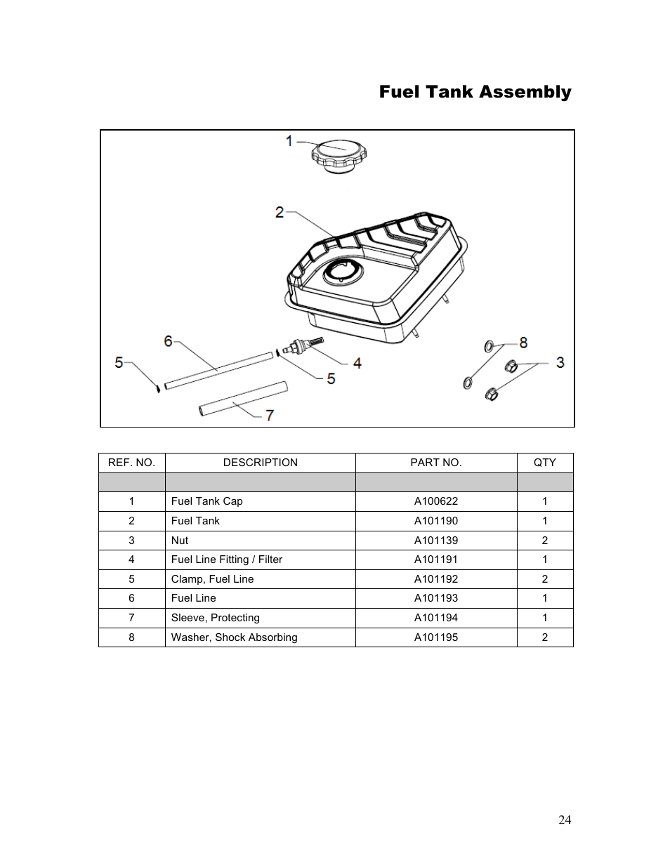 Fuel tank assembly | Powermate P-WLE-1639-[E] User Manual | Page 25 / 35