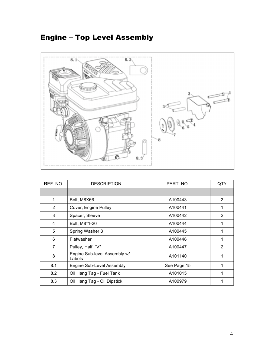 Engine – top level assembly | Powermate P-WLE-1639-[E] User Manual | Page 5 / 35