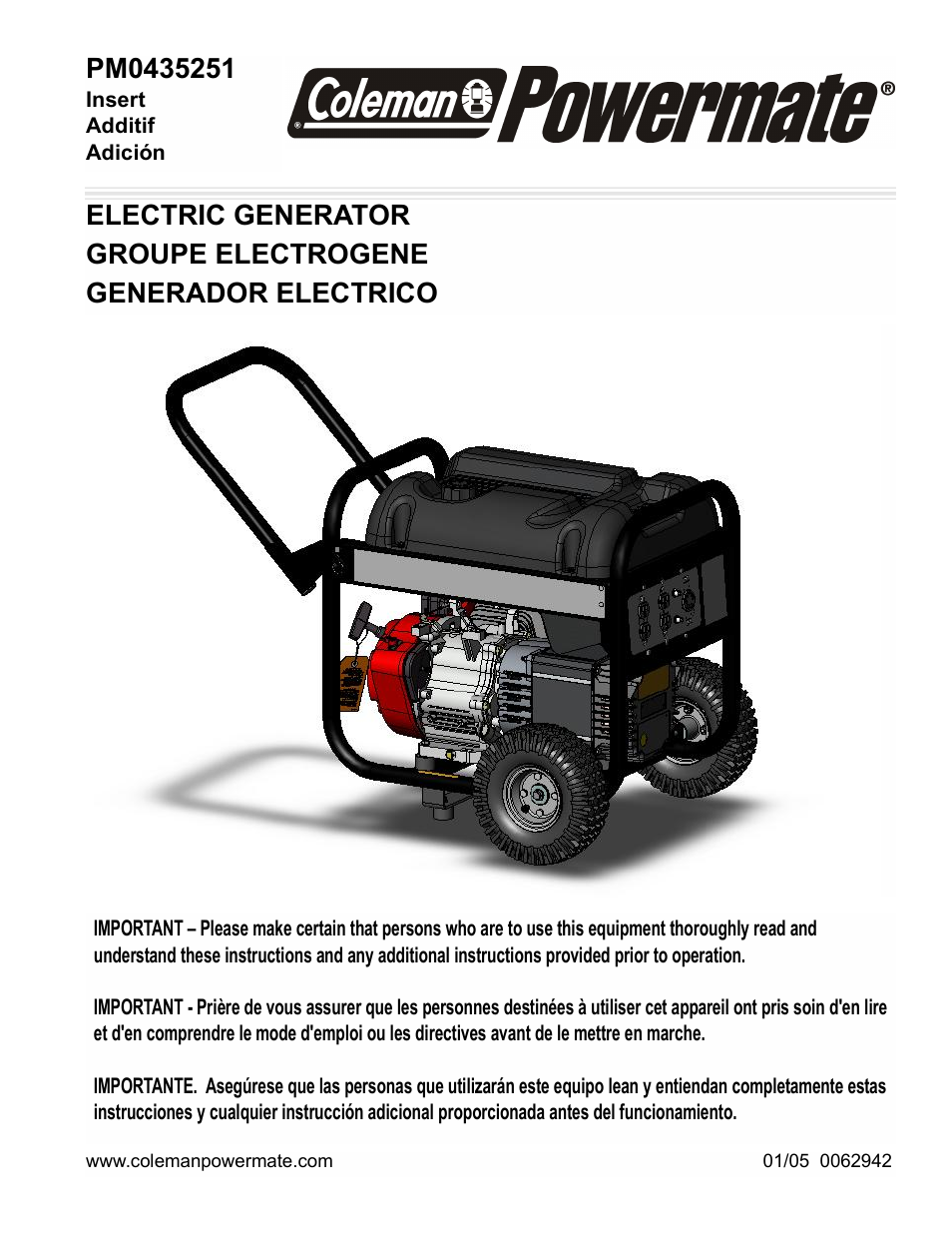 Powermate PM0435251 User Manual | 12 pages